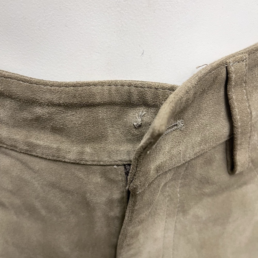 Trussardi Suede Long Shorts Khaki Taupe Tone Size 10 - Picture 7 of 8